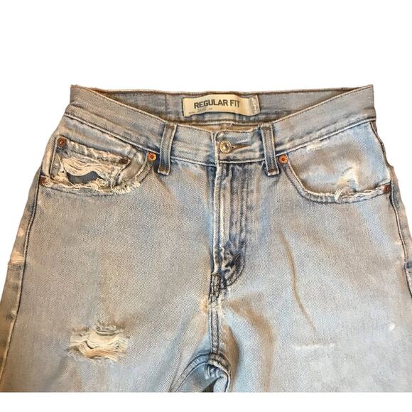 Levi's 505 Light Wash Regular Fit Extreme Distressed Jeans Size 30 - Picture 3 of 11